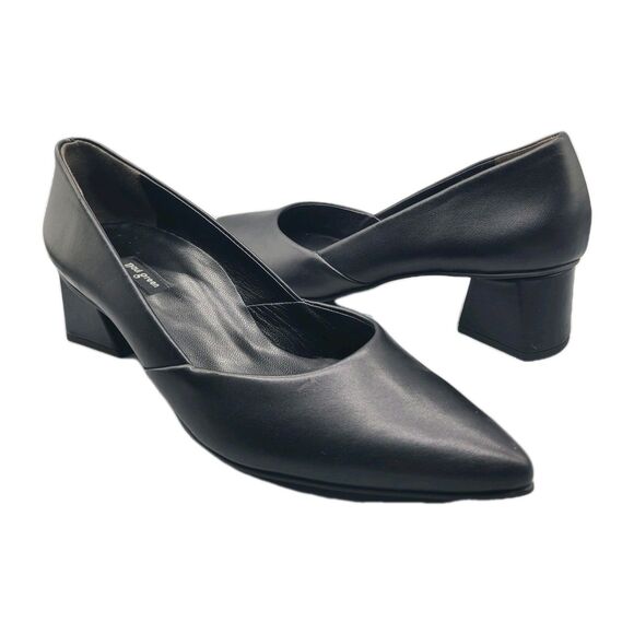 Paul Green Shoes - Paul Green Witt Black Leather Pointed Toe Pump Size US 10 Mid Block Heels New